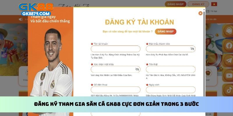 Đăng ký tham gia săn cá GK88 cực đơn giản trong 3 bước